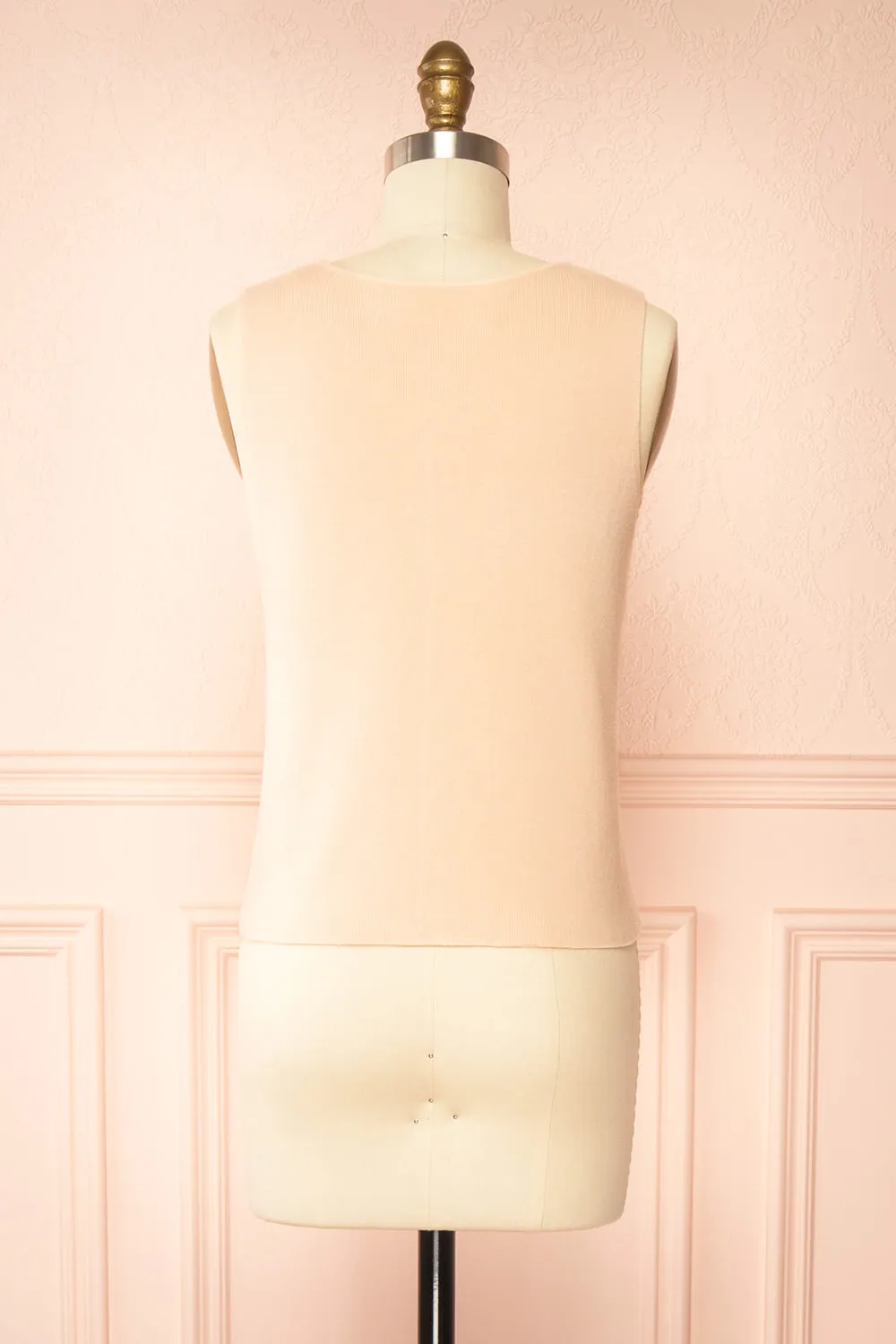 Dammar | Pink Sleeveless Top w/ Floral Detailing