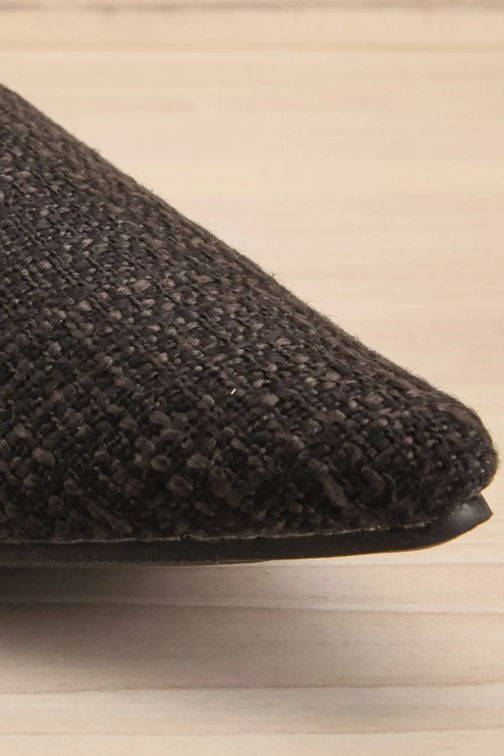 Dandiline Black | Tweed Pointed-Toe Mules