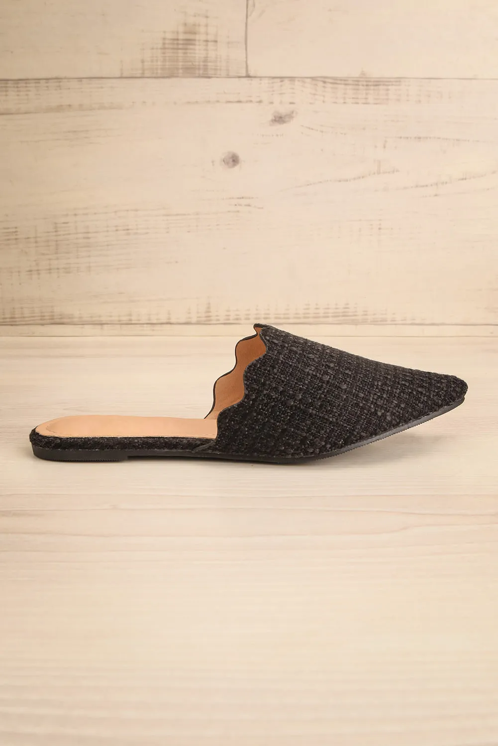 Dandiline Black | Tweed Pointed-Toe Mules
