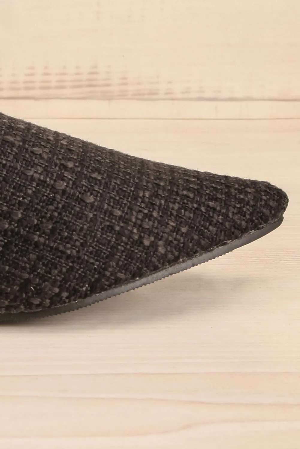 Dandiline Black | Tweed Pointed-Toe Mules
