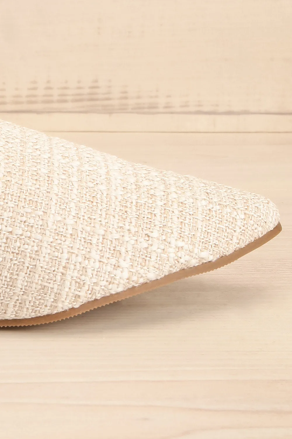 Dandiline Ivory | Tweed Pointed-Toe Mules