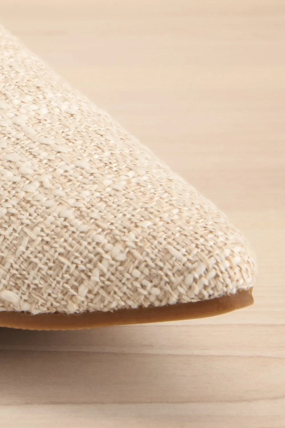 Dandiline Ivory | Tweed Pointed-Toe Mules