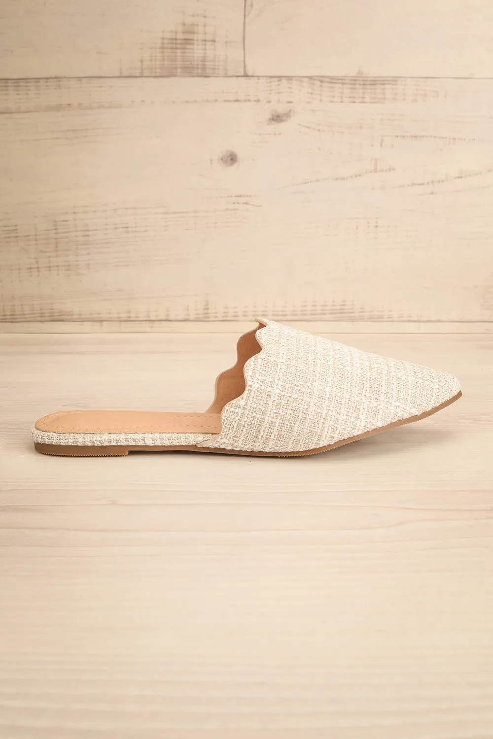 Dandiline Ivory | Tweed Pointed-Toe Mules
