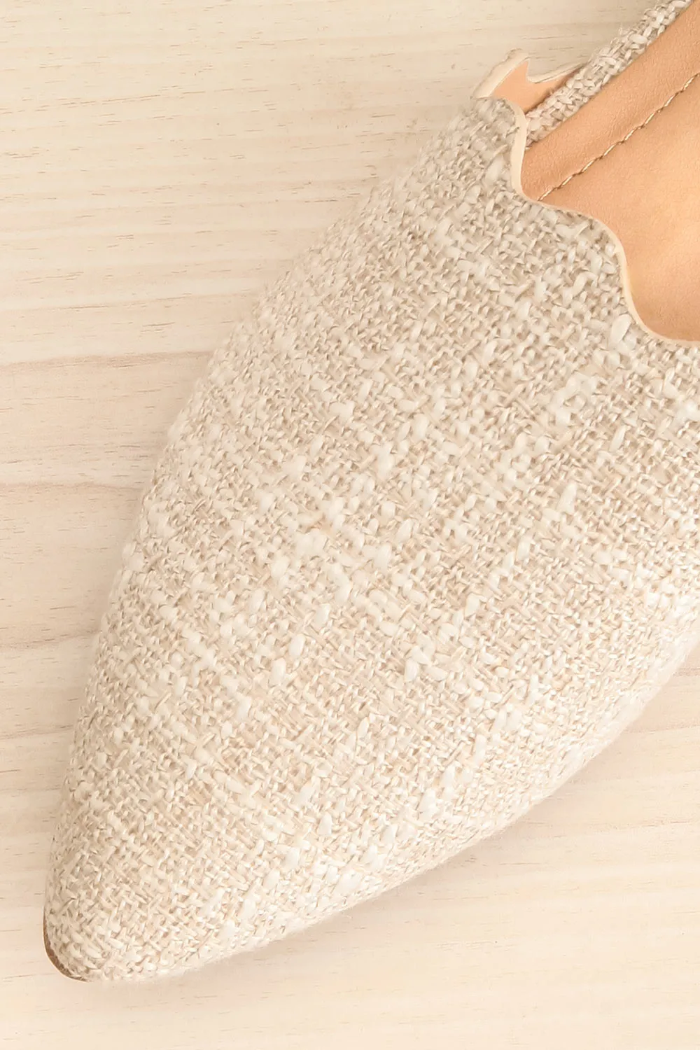 Dandiline Ivory | Tweed Pointed-Toe Mules