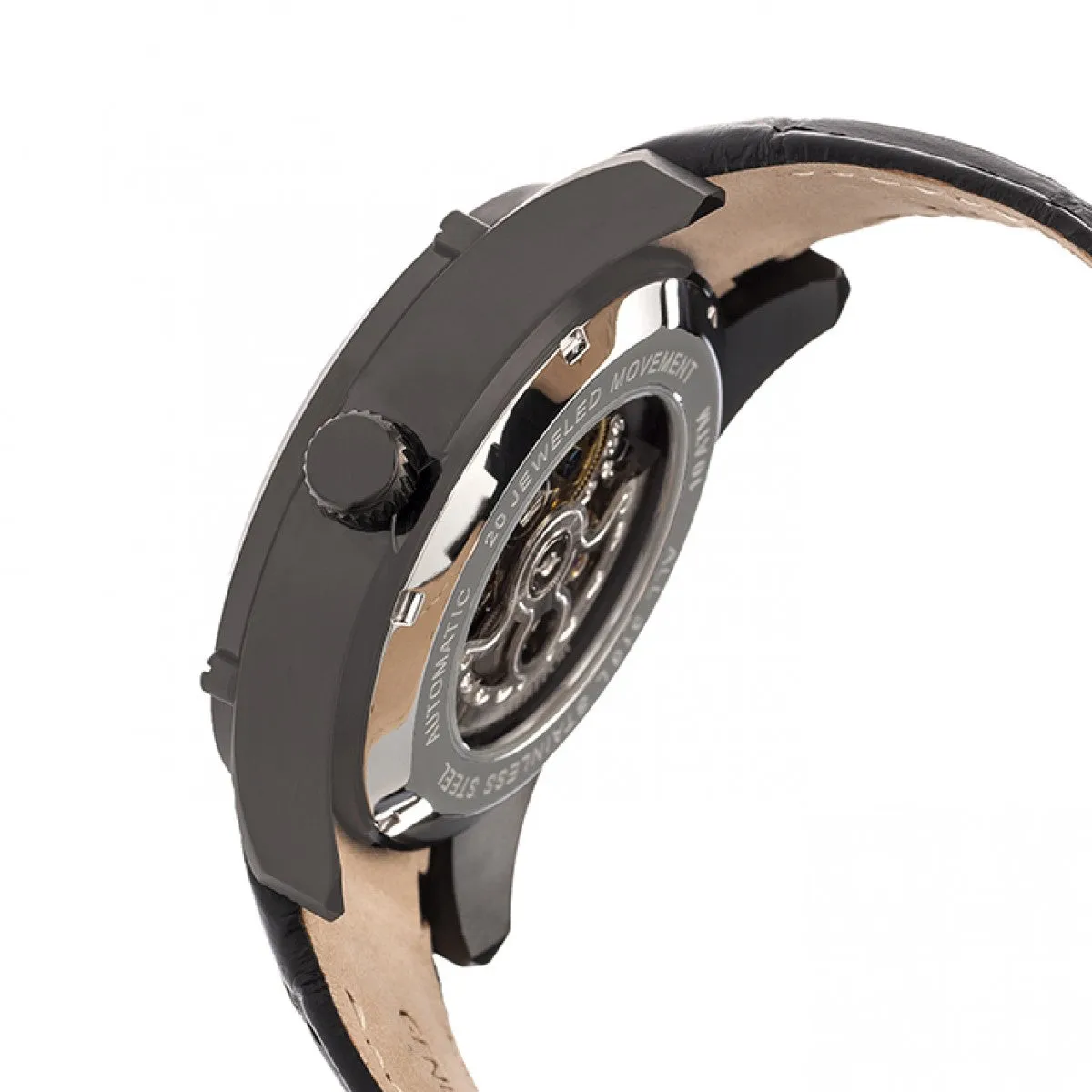 Daniels Semi-Skeleton Leather-Band Watch