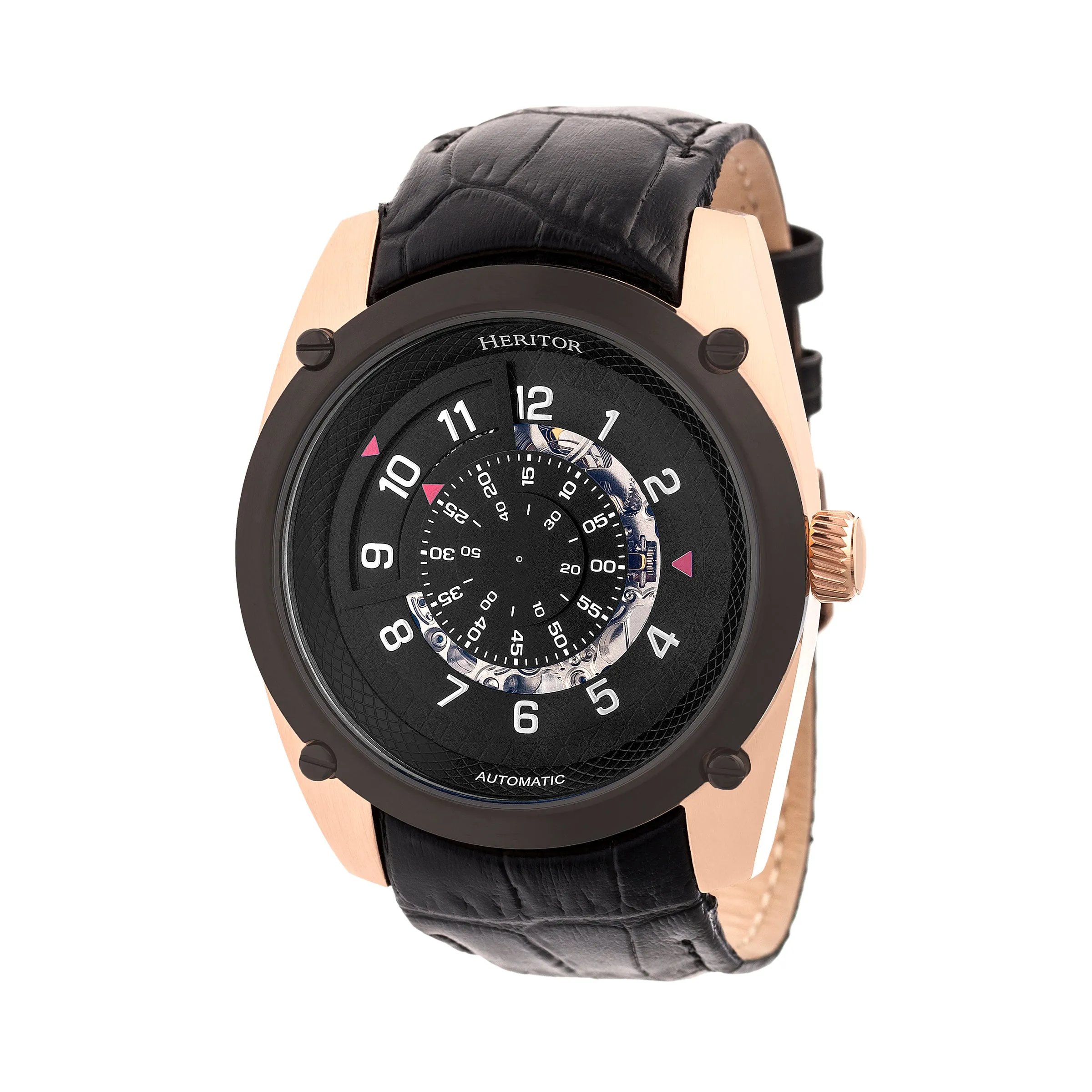 Daniels Semi-Skeleton Leather-Band Watch