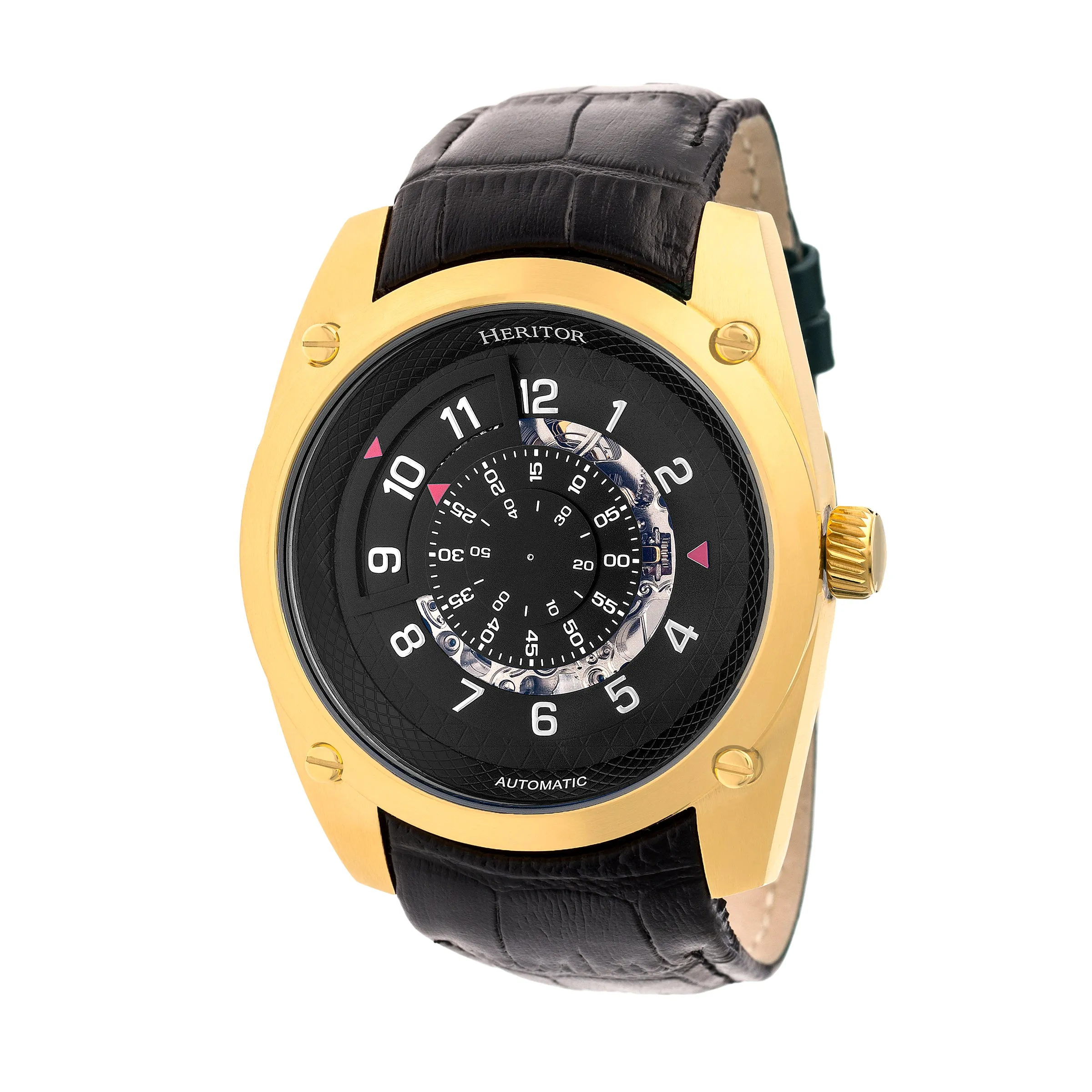 Daniels Semi-Skeleton Leather-Band Watch
