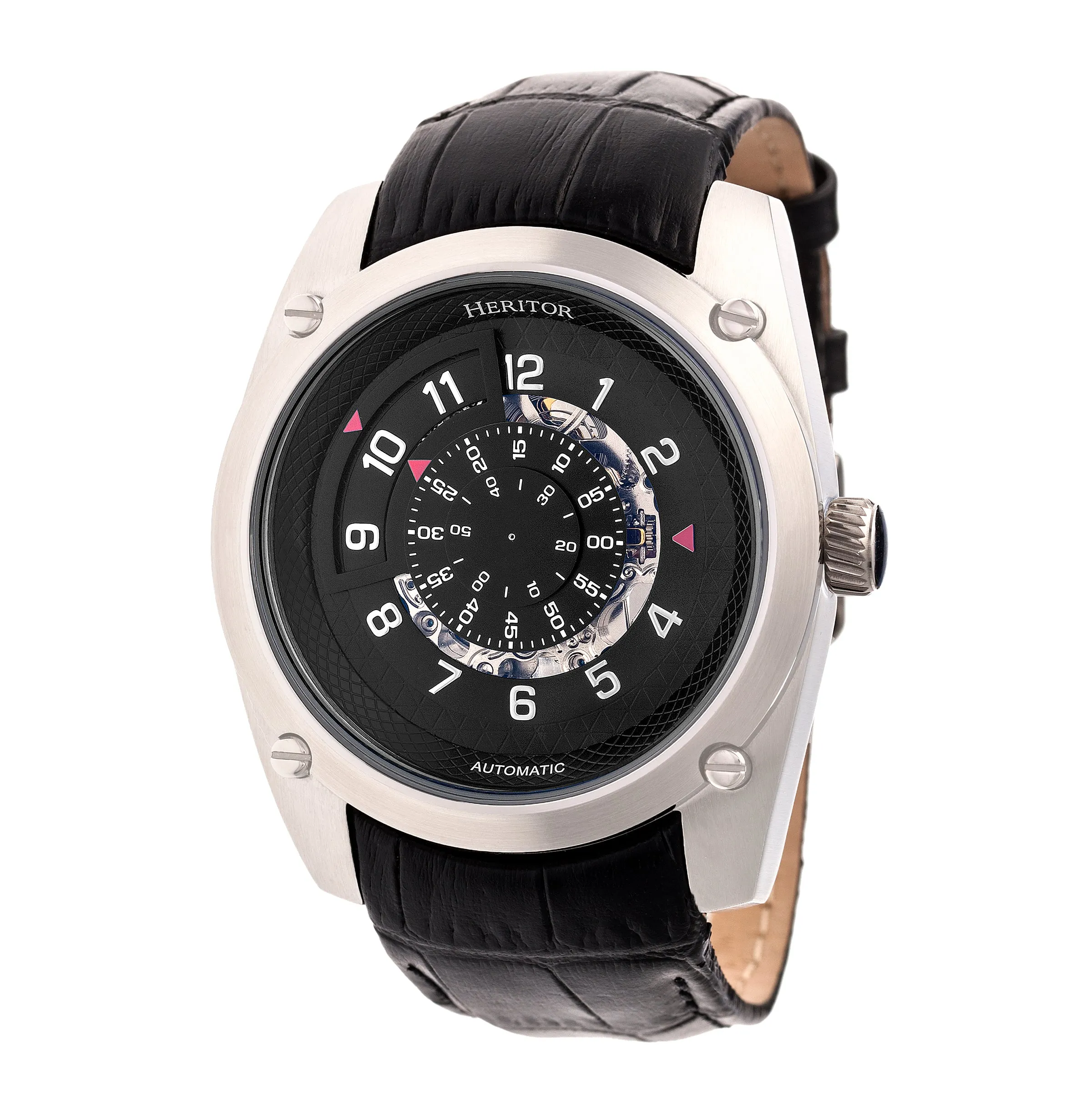 Daniels Semi-Skeleton Leather-Band Watch