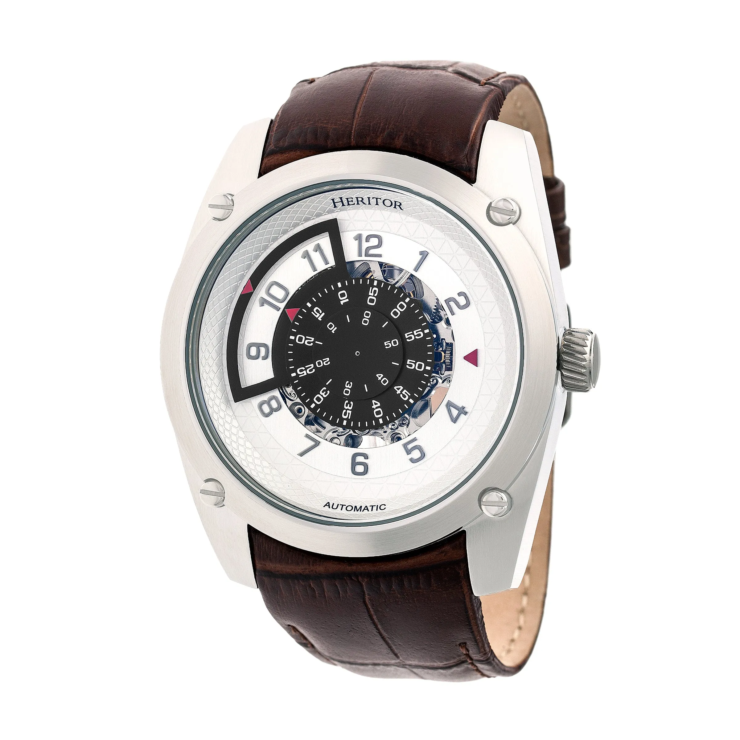 Daniels Semi-Skeleton Leather-Band Watch