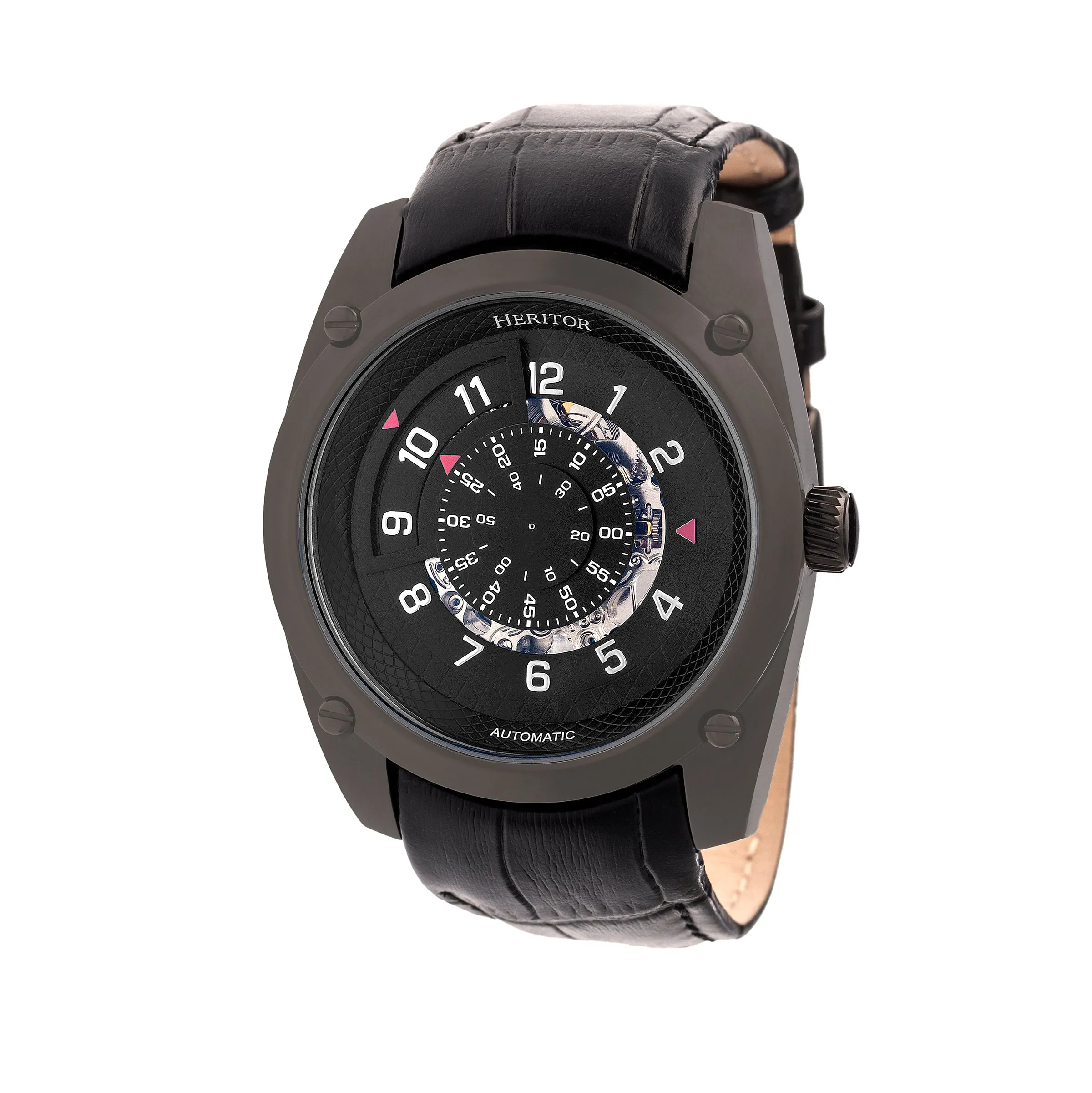 Daniels Semi-Skeleton Leather-Band Watch