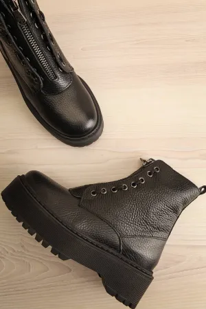 Darre | Black Leather Platform Boots