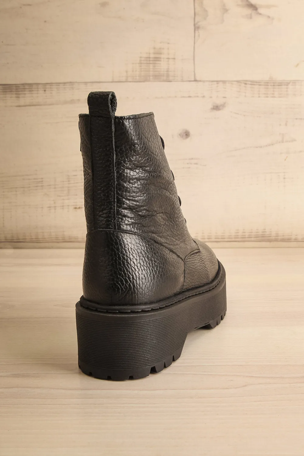 Darre | Black Leather Platform Boots