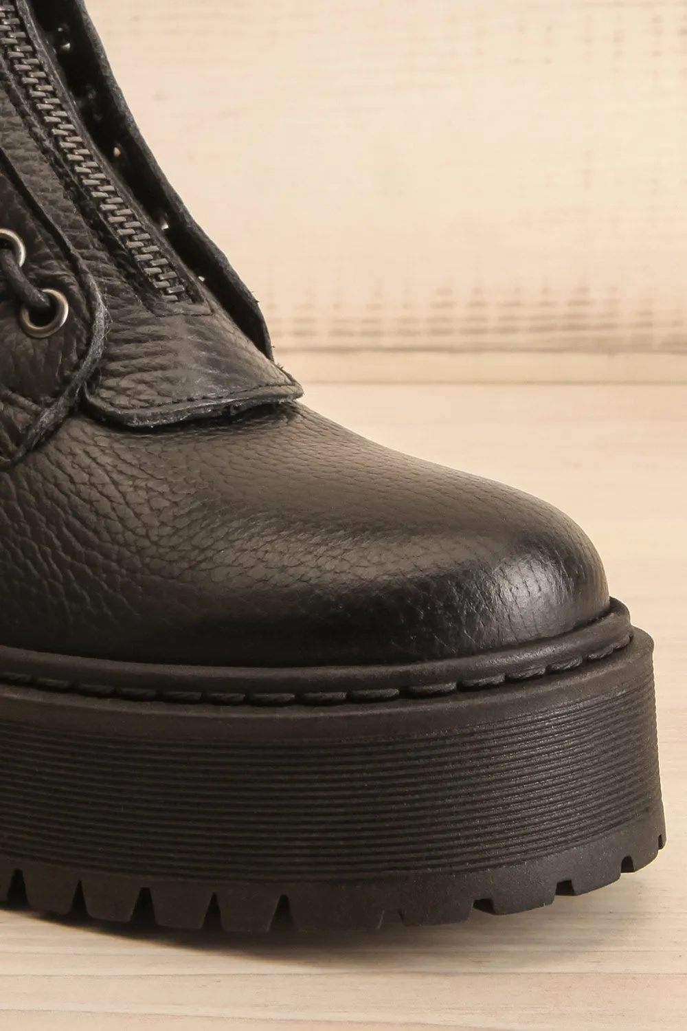 Darre | Black Leather Platform Boots