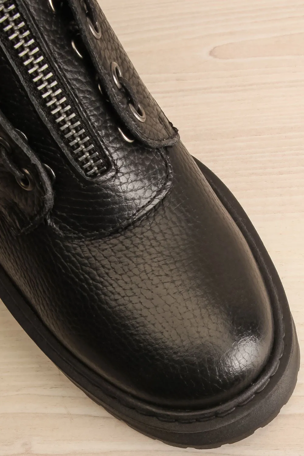 Darre | Black Leather Platform Boots