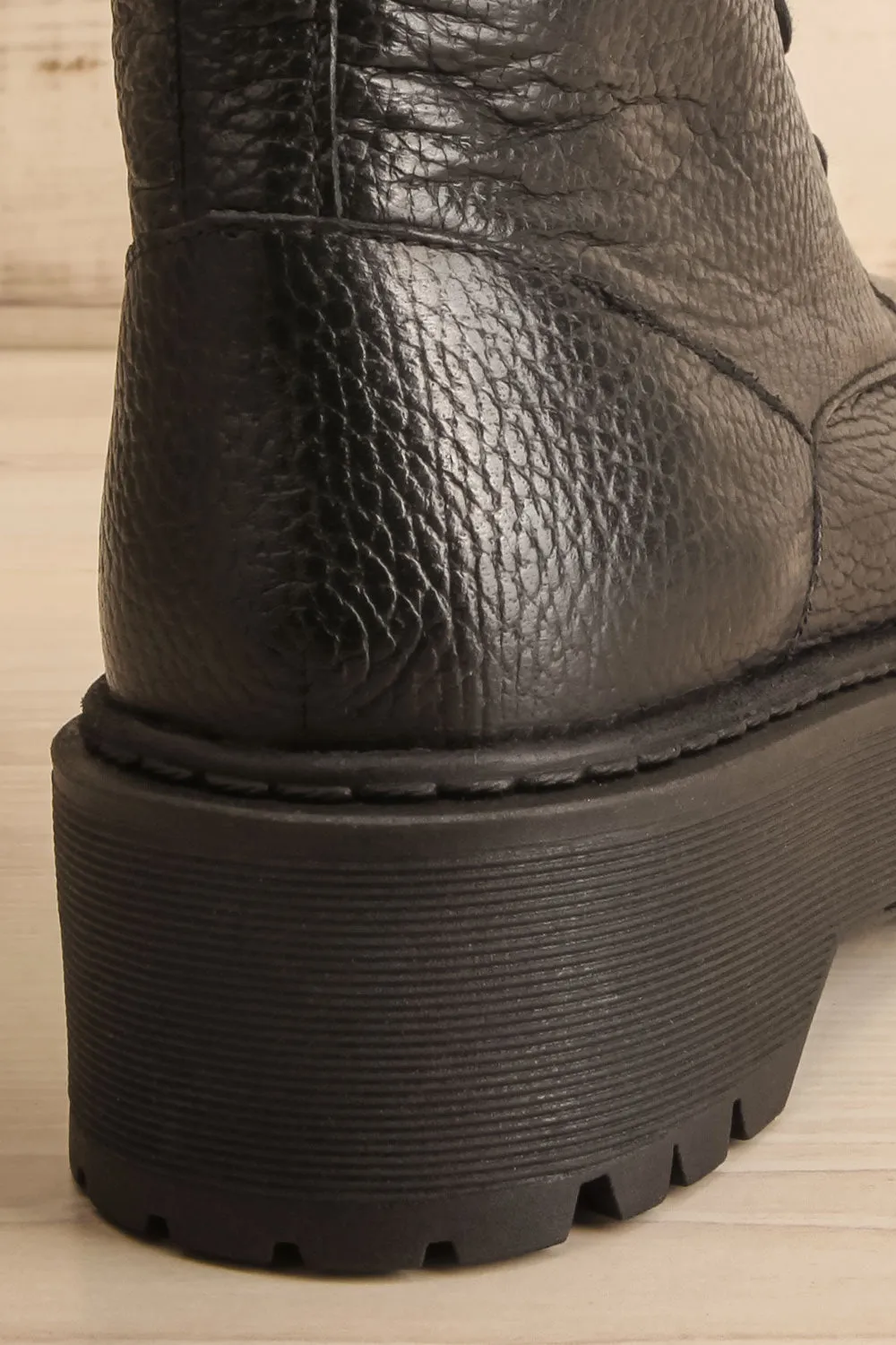 Darre | Black Leather Platform Boots