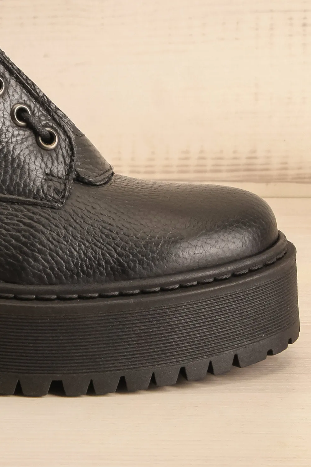 Darre | Black Leather Platform Boots