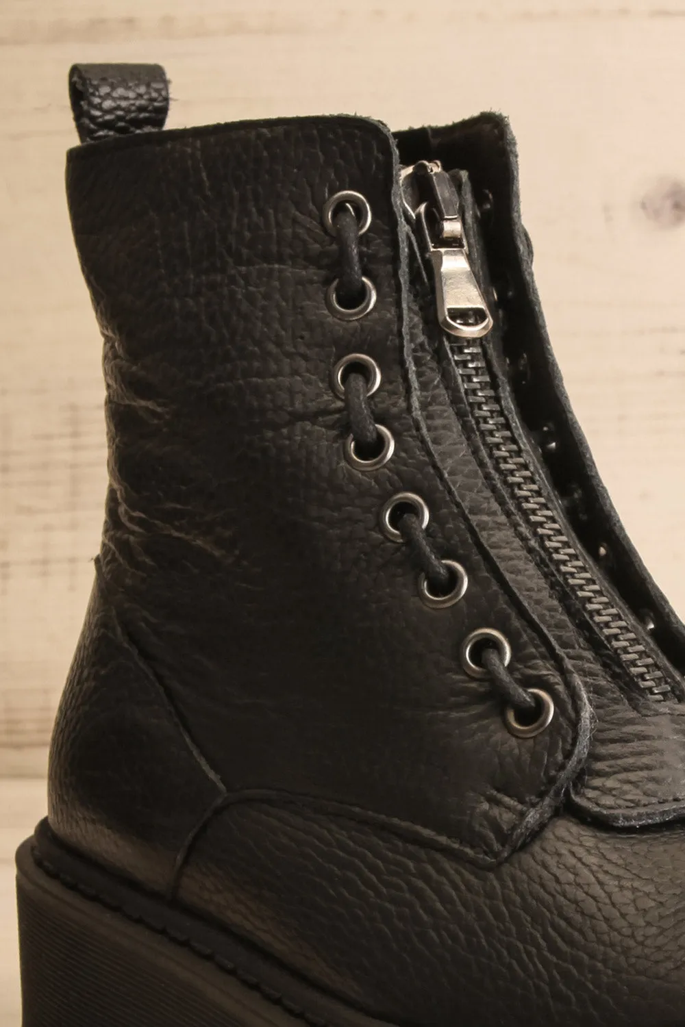 Darre | Black Leather Platform Boots