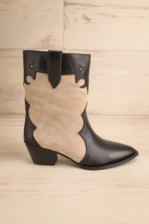 Deka Black-Beige | Leather & Suede Cowboy Boots