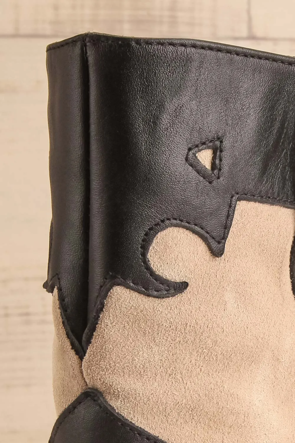 Deka Black-Beige | Leather & Suede Cowboy Boots