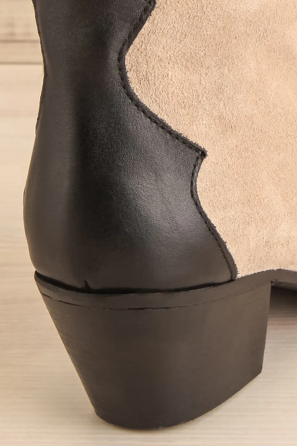 Deka Black-Beige | Leather & Suede Cowboy Boots