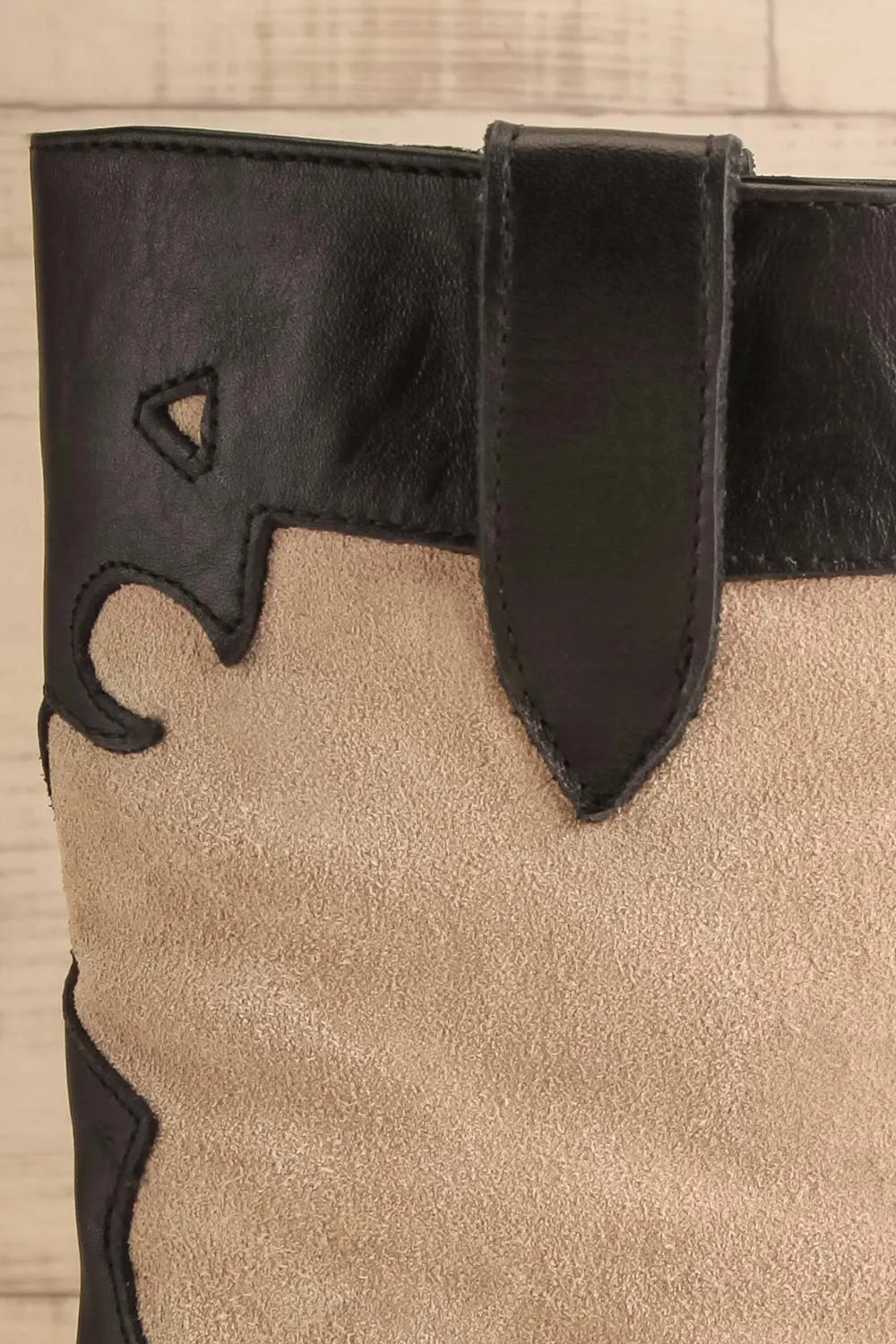 Deka Black-Beige | Leather & Suede Cowboy Boots