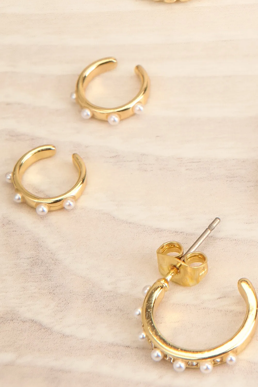 Deuce | Set of 4 Pairs of Golden Earrings