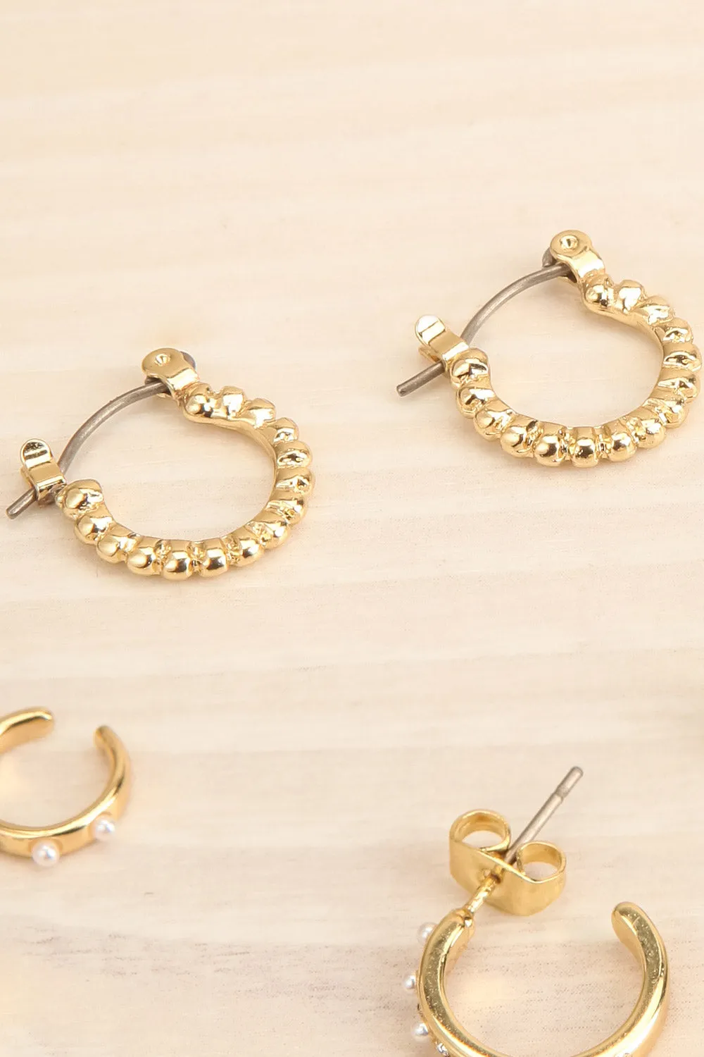 Deuce | Set of 4 Pairs of Golden Earrings