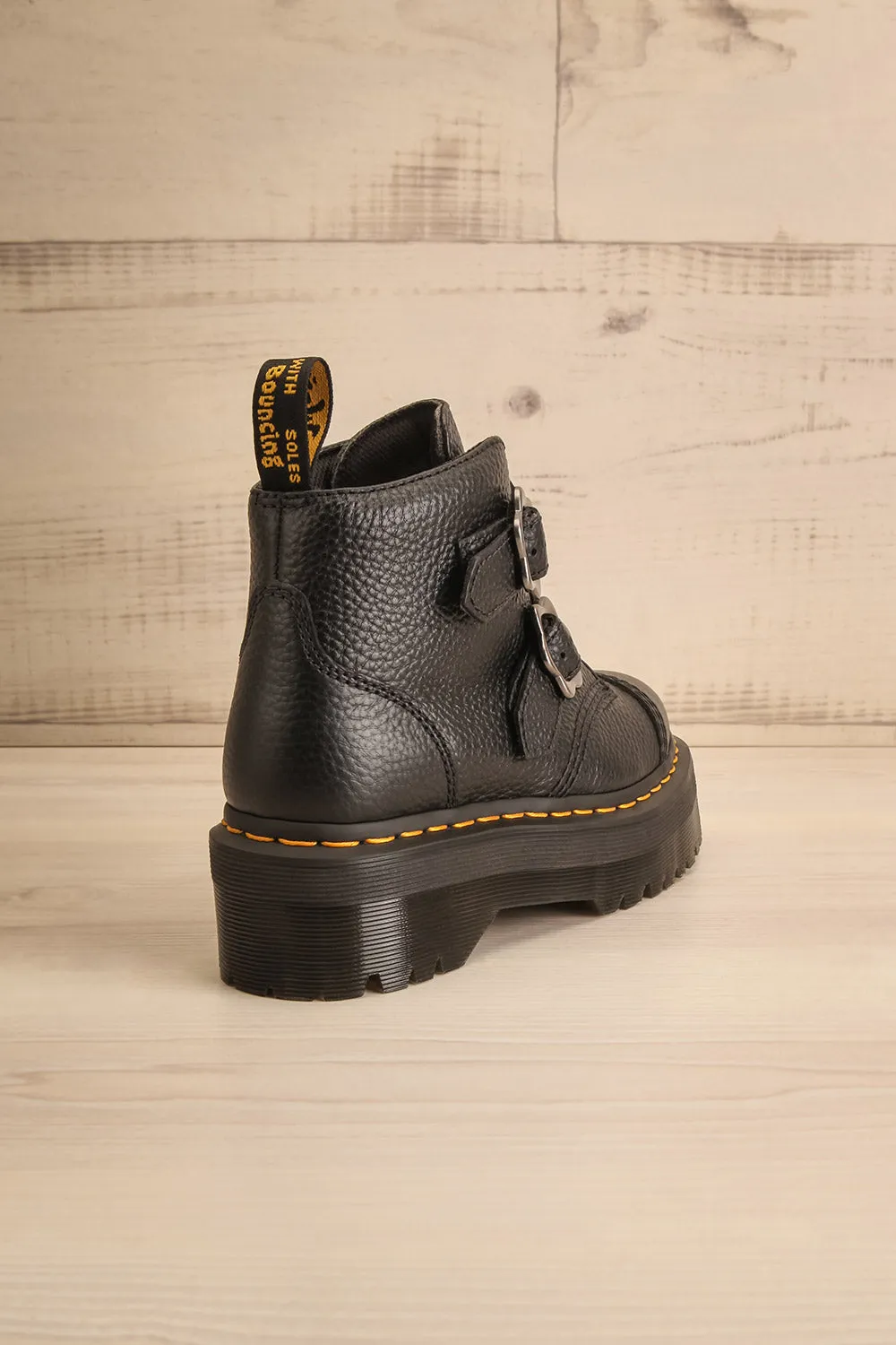 Devon Flower Buckle Leather Platform Boots