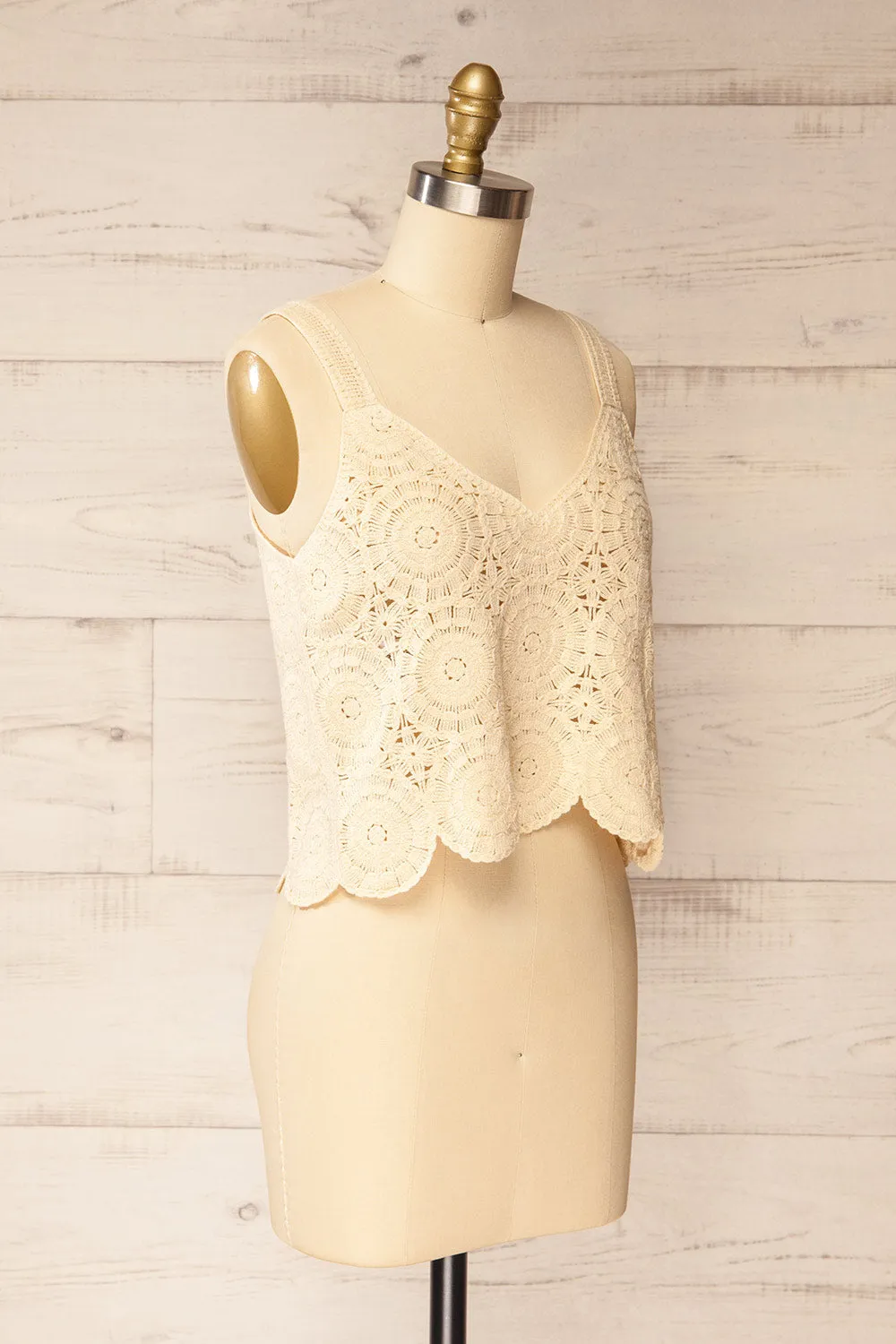 Dhaka Beige | Crochet Tank Top