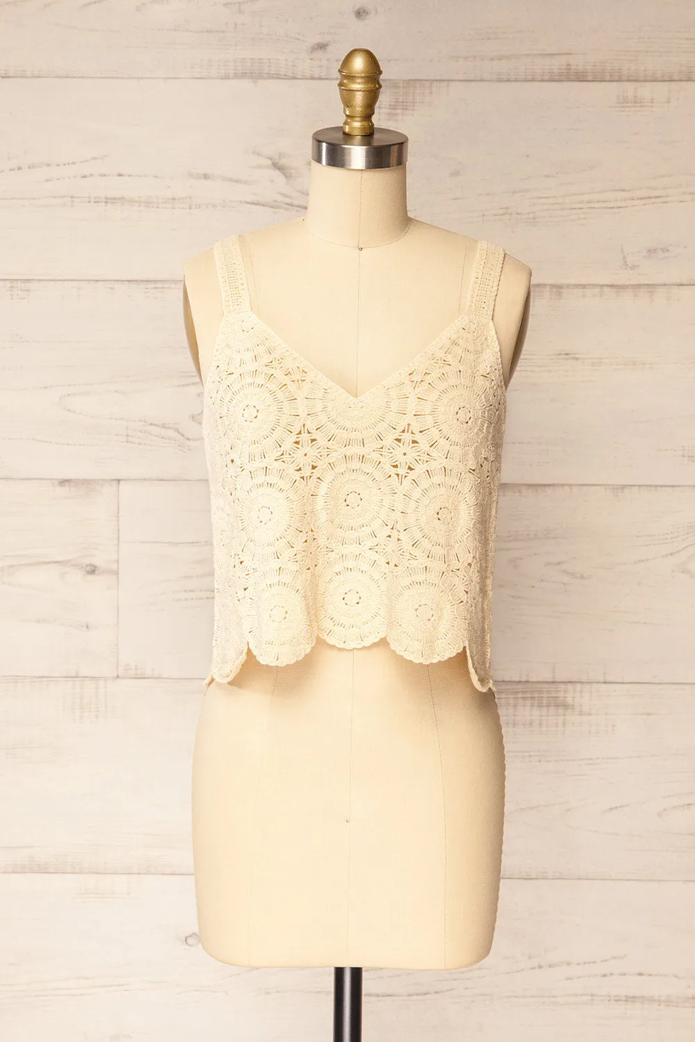 Dhaka Beige | Crochet Tank Top
