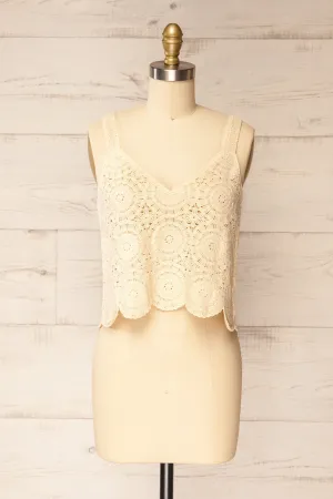 Dhaka Beige | Crochet Tank Top