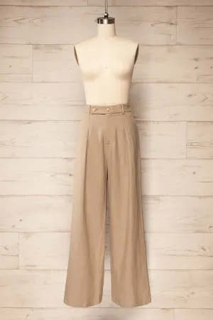 Dunster Taupe | Wide-Leg Linen Pants
