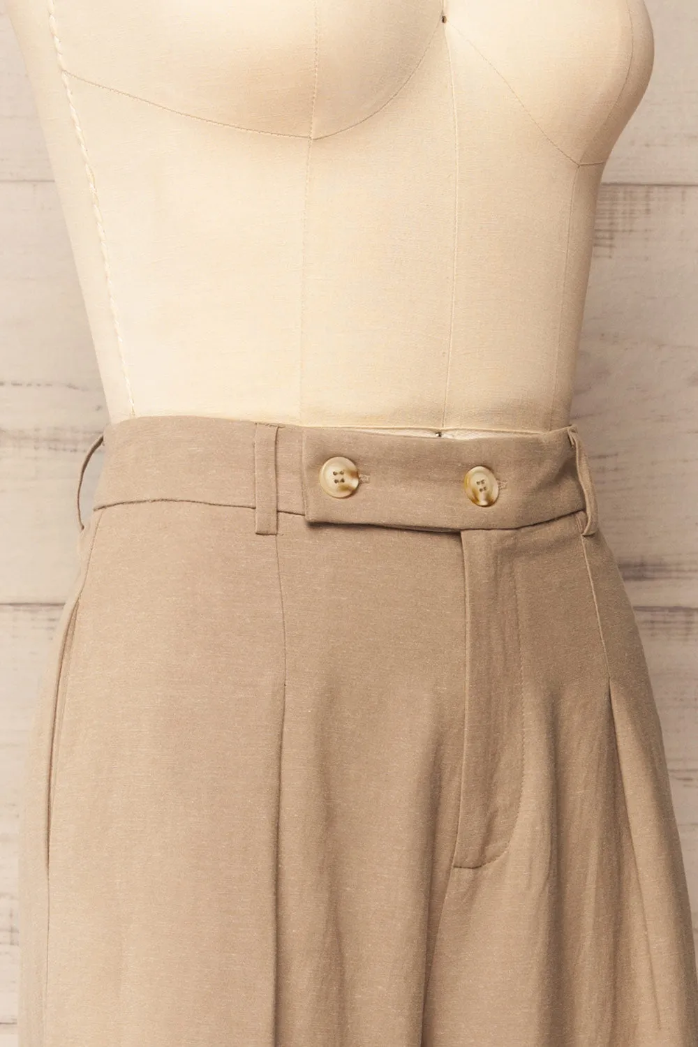 Dunster Taupe | Wide-Leg Linen Pants