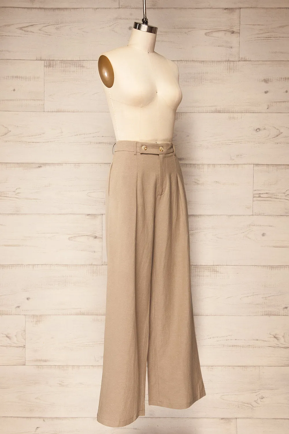 Dunster Taupe | Wide-Leg Linen Pants