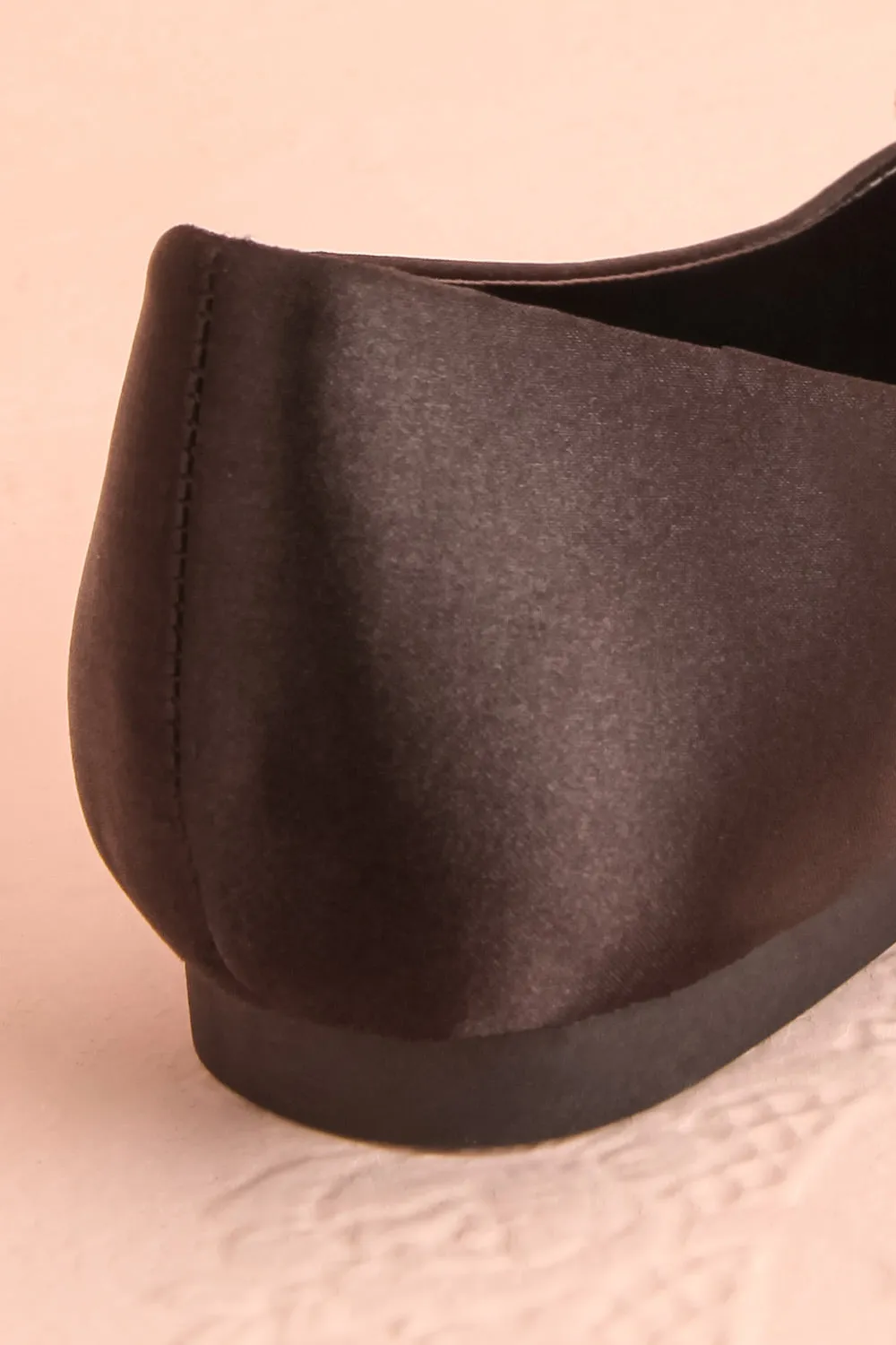 Effet Black | Satin Ballet Flats w/ Sequin Bow