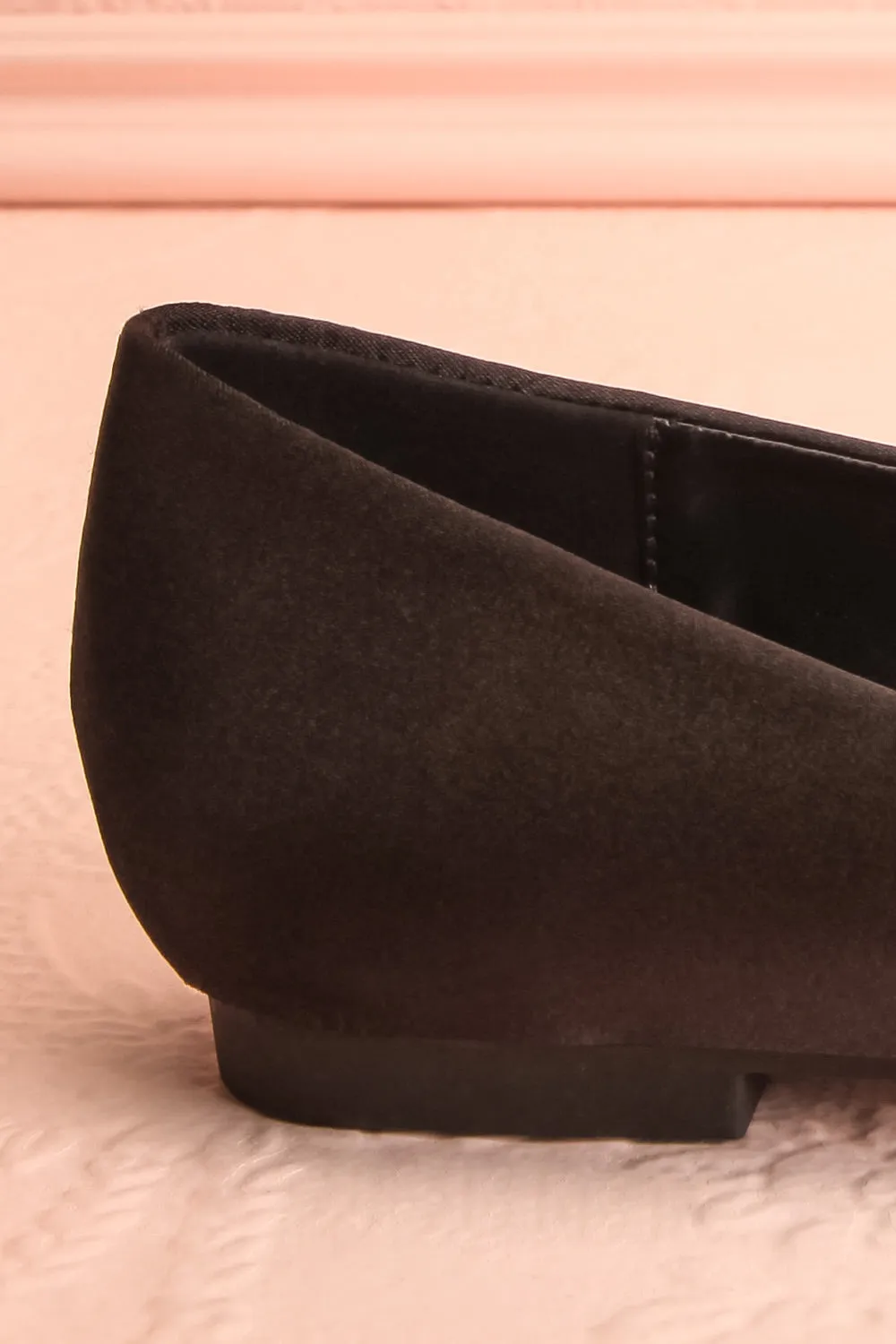 Effet Black | Satin Ballet Flats w/ Sequin Bow