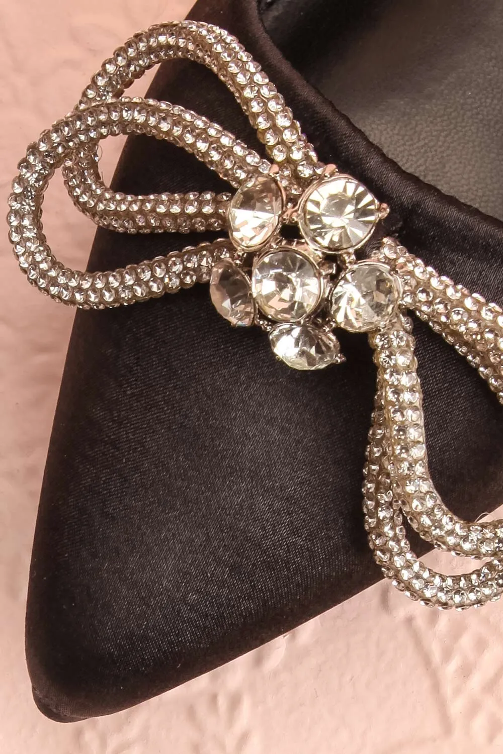 Effet Black | Satin Ballet Flats w/ Sequin Bow