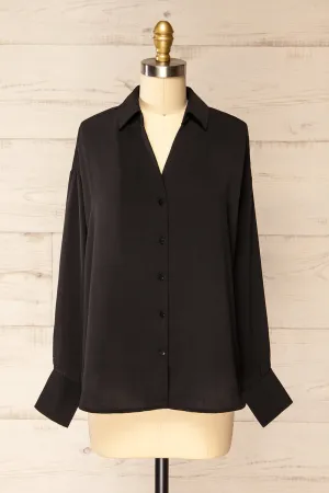 Ejinda Black | Relaxed Fit Button-Up Blouse