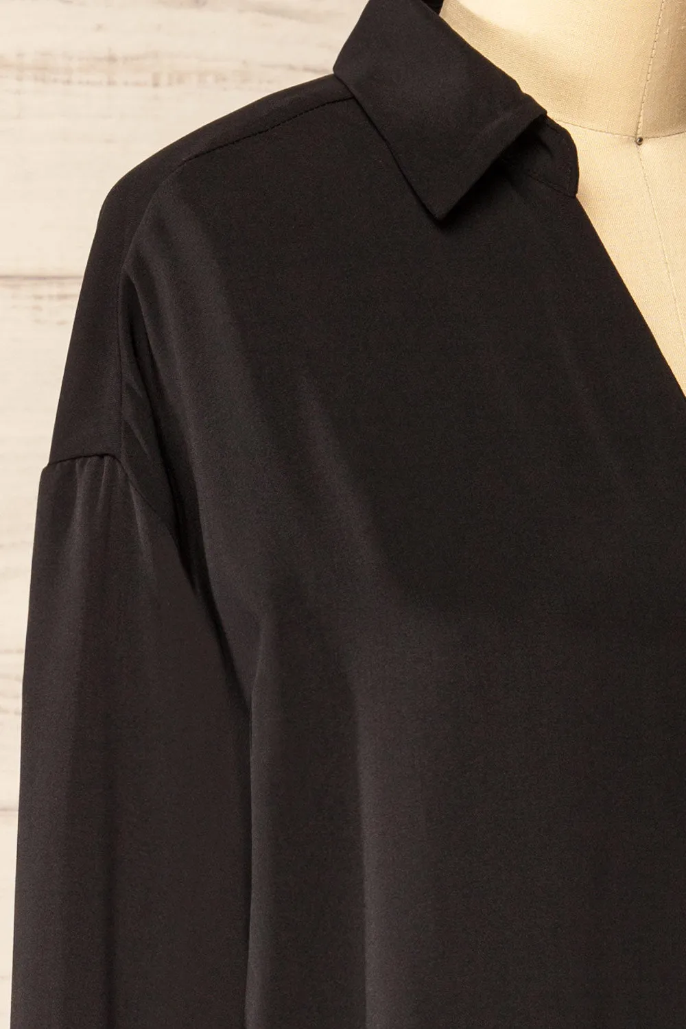 Ejinda Black | Relaxed Fit Button-Up Blouse