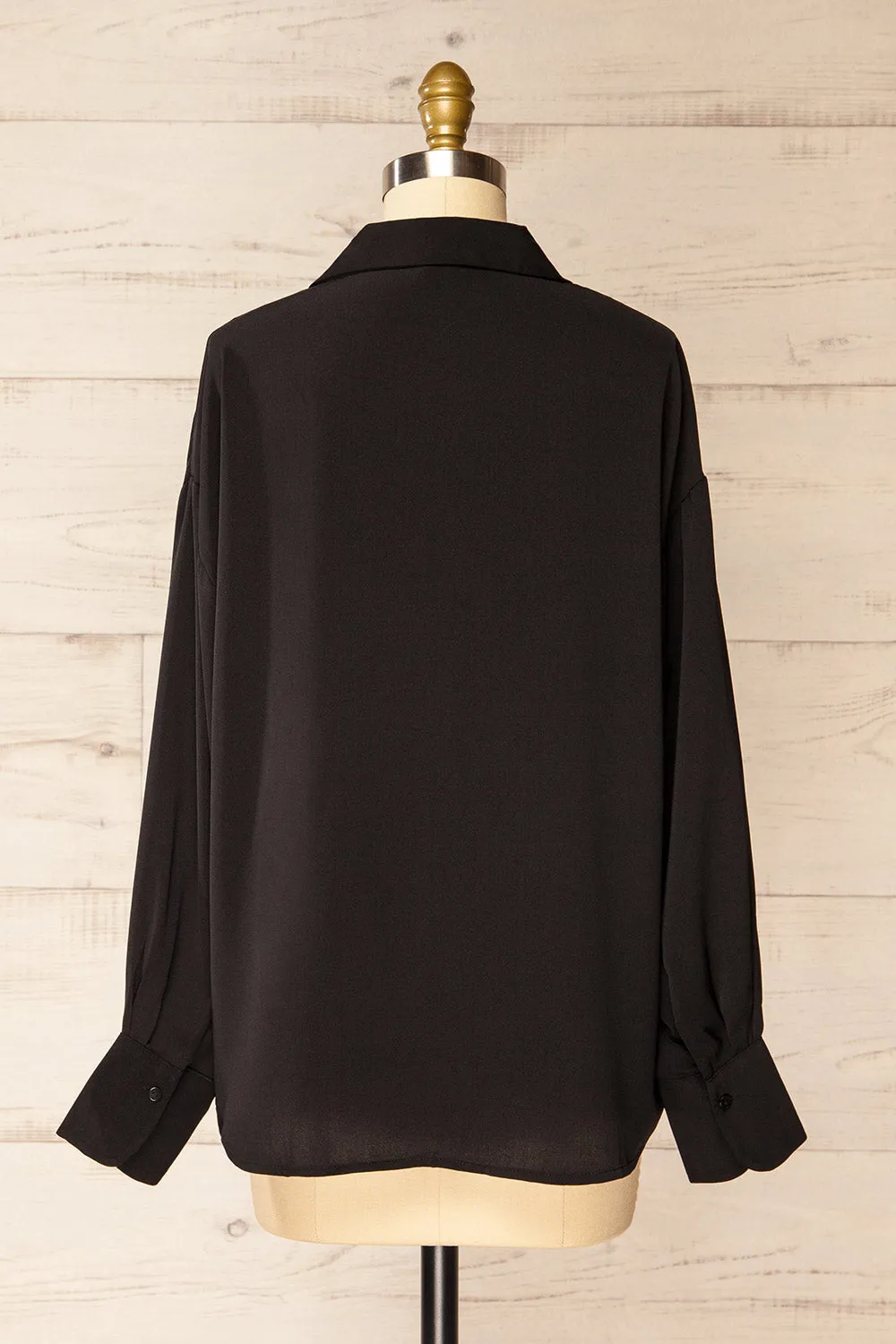 Ejinda Black | Relaxed Fit Button-Up Blouse