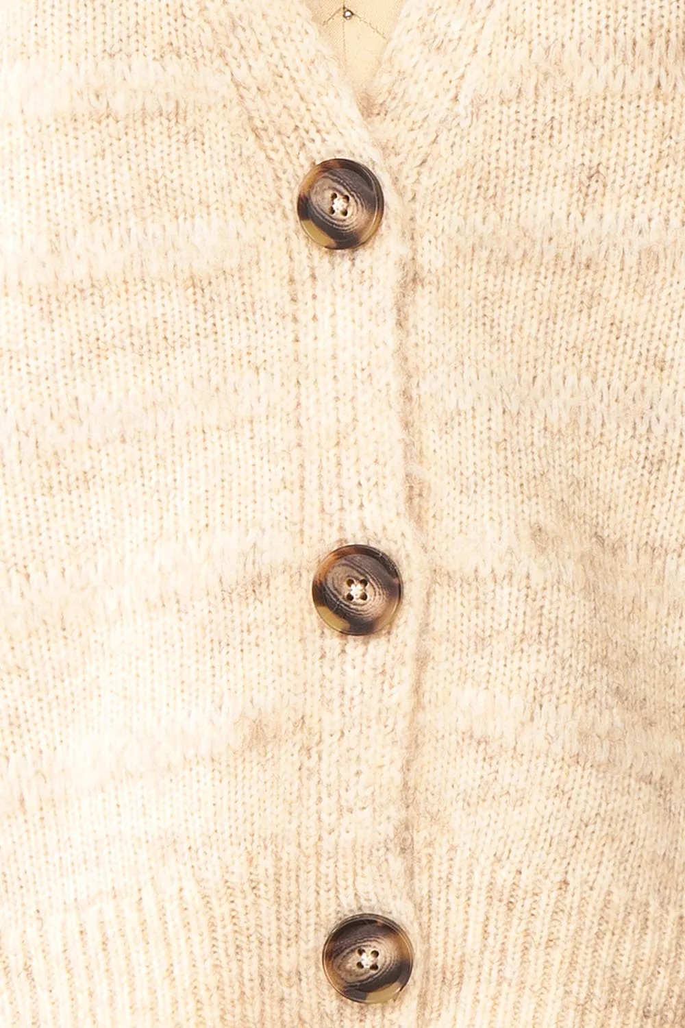 Elirian | Beige Button-Up Knit Cardigan