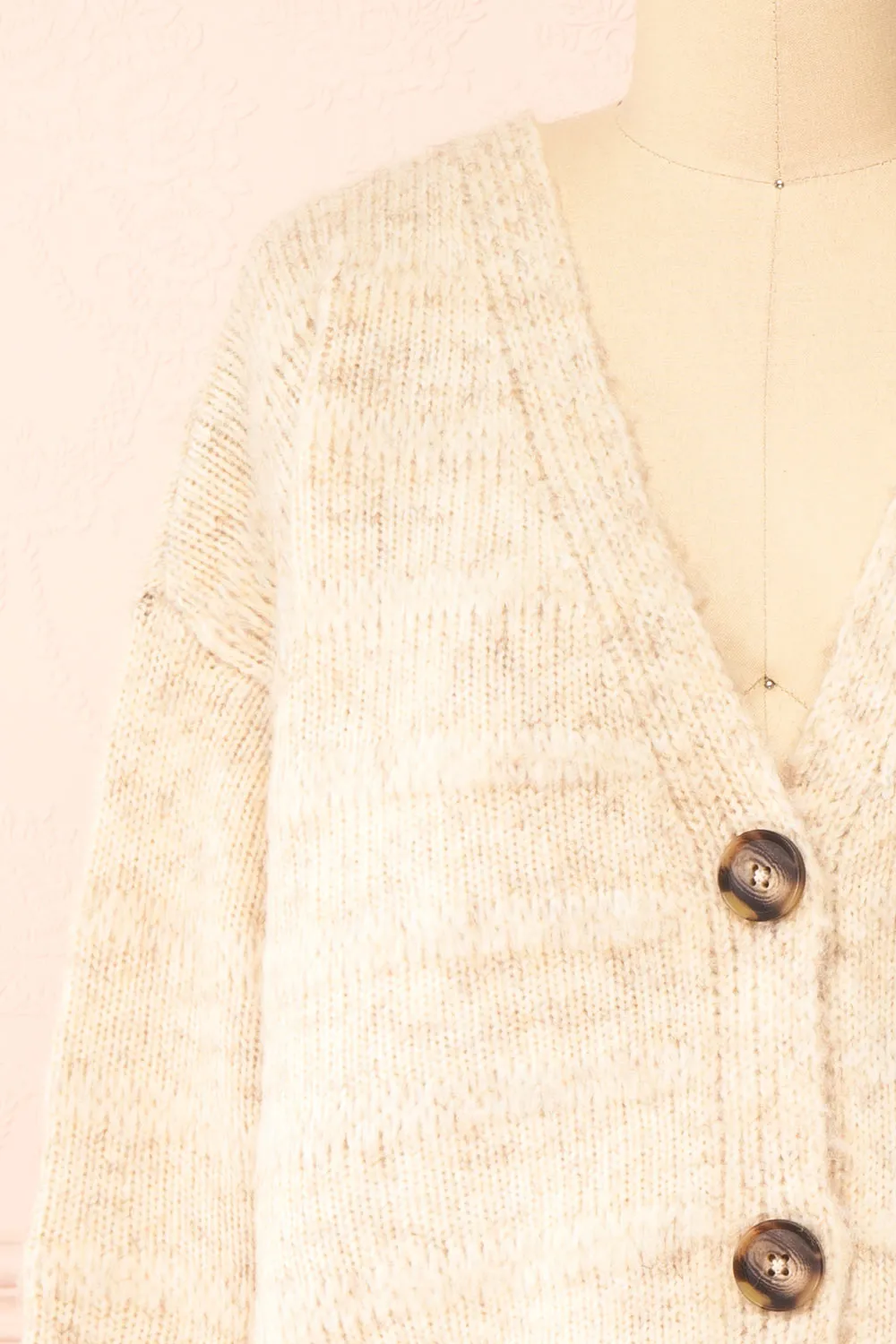 Elirian | Beige Button-Up Knit Cardigan