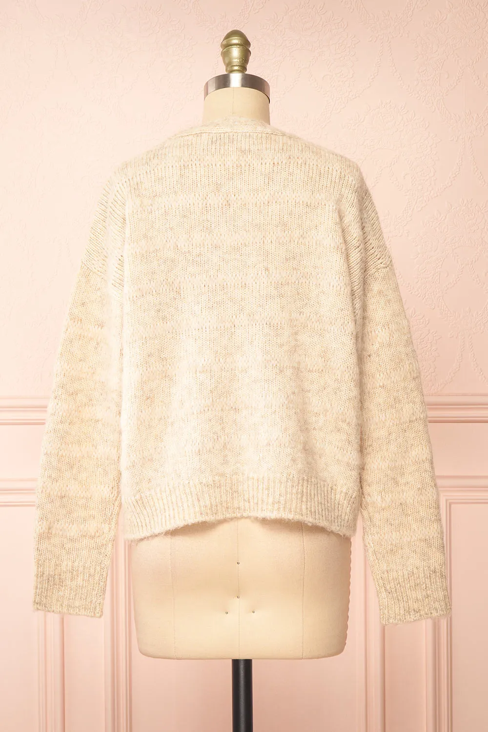 Elirian | Beige Button-Up Knit Cardigan