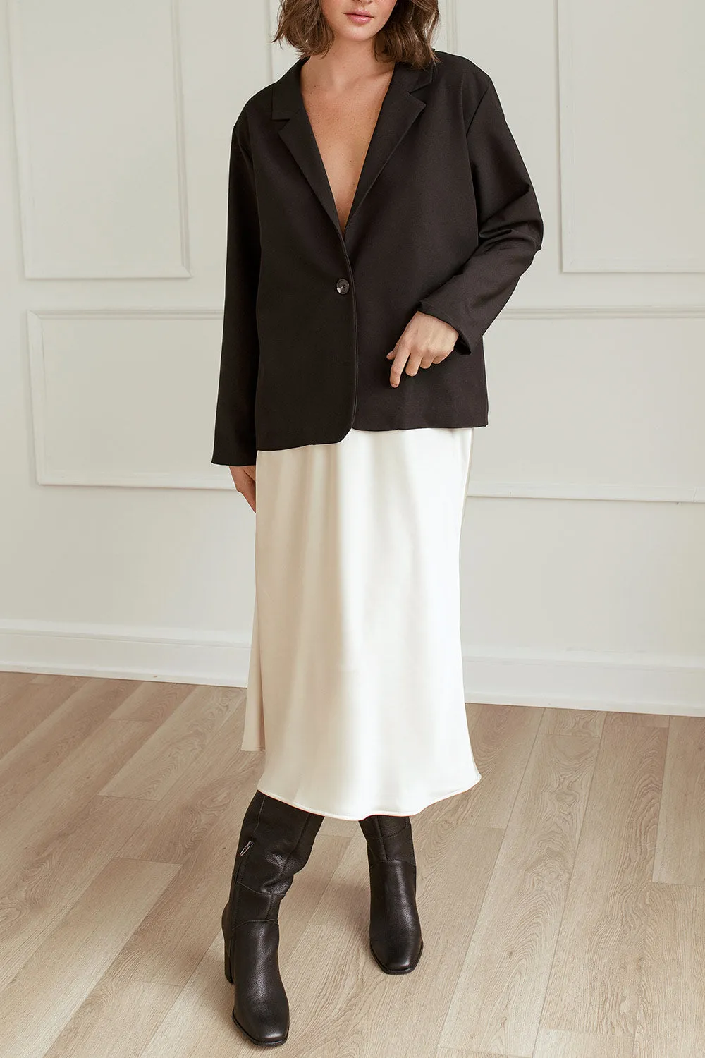 Ellye Champagne | Long Satin Skirt