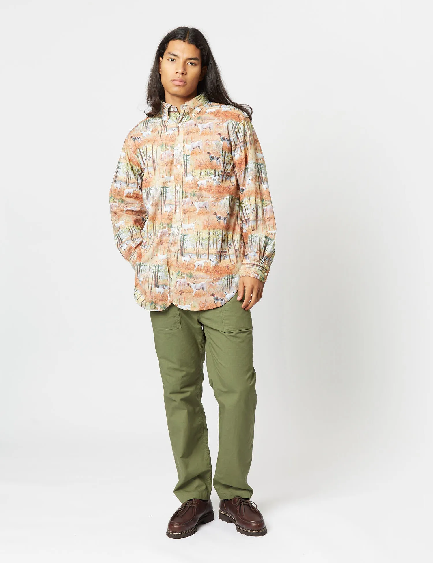 Engineered Garments 19 Century BD Shirt (Dog Print) - Tan Brown