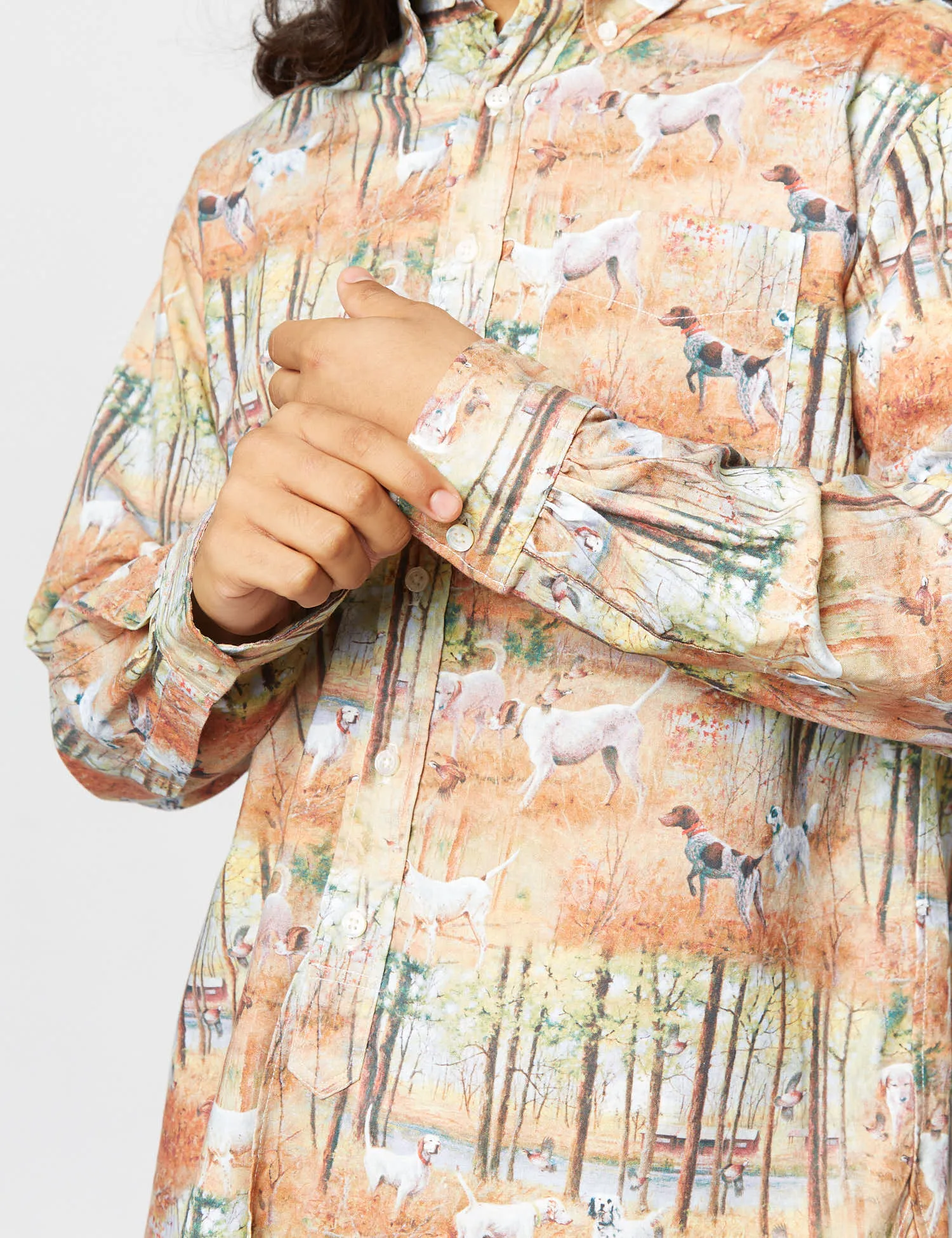 Engineered Garments 19 Century BD Shirt (Dog Print) - Tan Brown