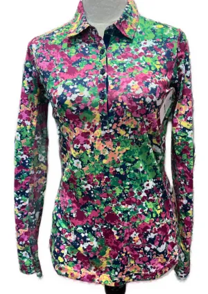 EP NY Long Sleeve Polo Shirt - Garden Floral Print Size XS MSP$95