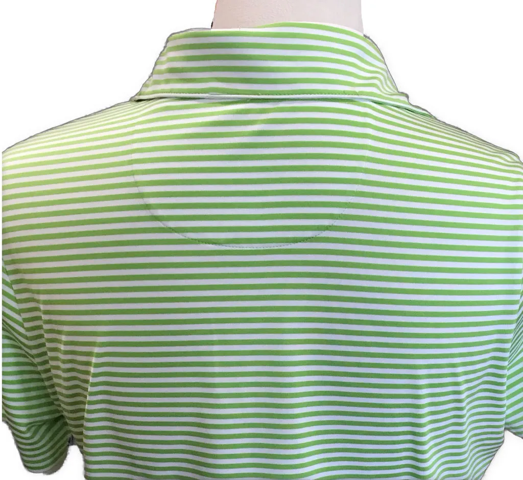 EP Pro Tour Tech Lime & White Striped Golf Polo Size M