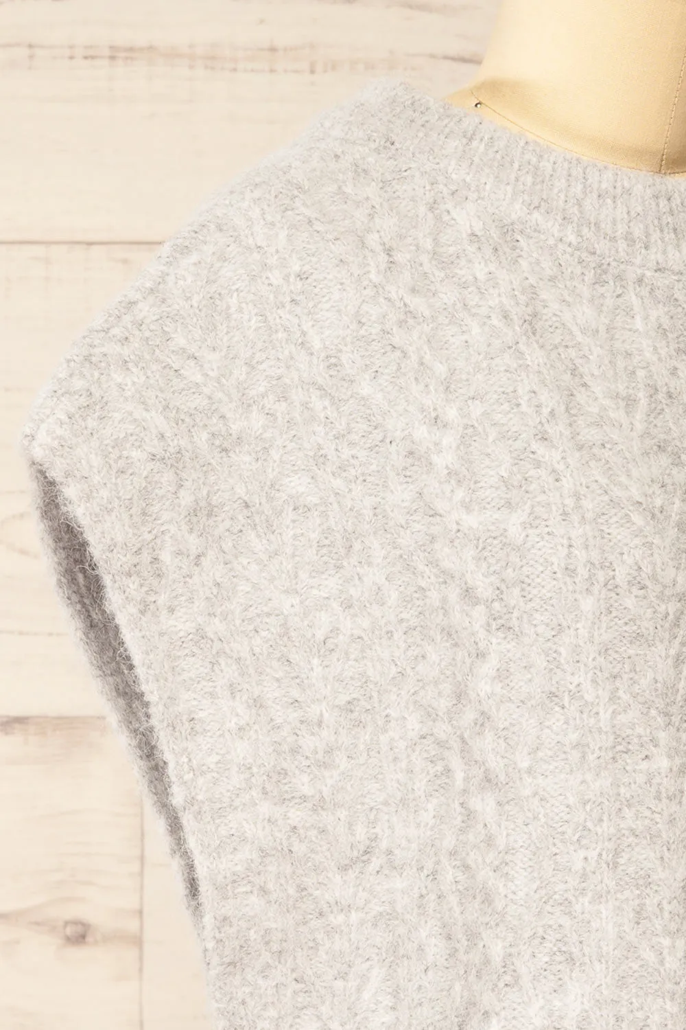 Epirus Grey | Sleeveless Twisted Knit Vest