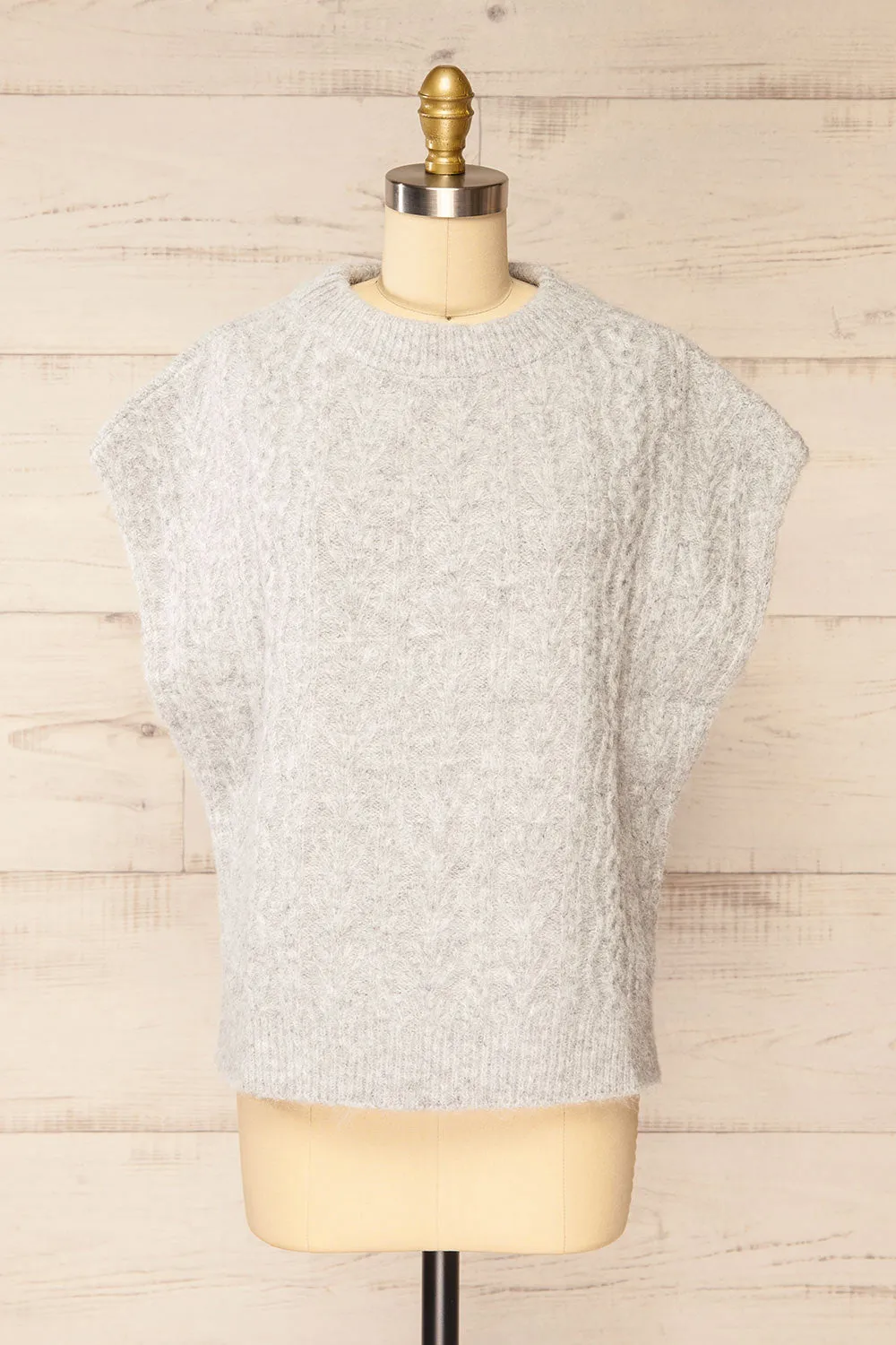 Epirus Grey | Sleeveless Twisted Knit Vest